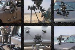 A series of photos showing a camera attached to a vehicle.