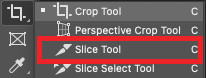 The slice tool in adobe photoshop.