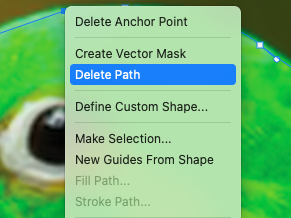 A screen shot of the delete path button on mac os x.