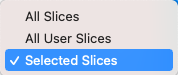 A button that says all slices and user slices.